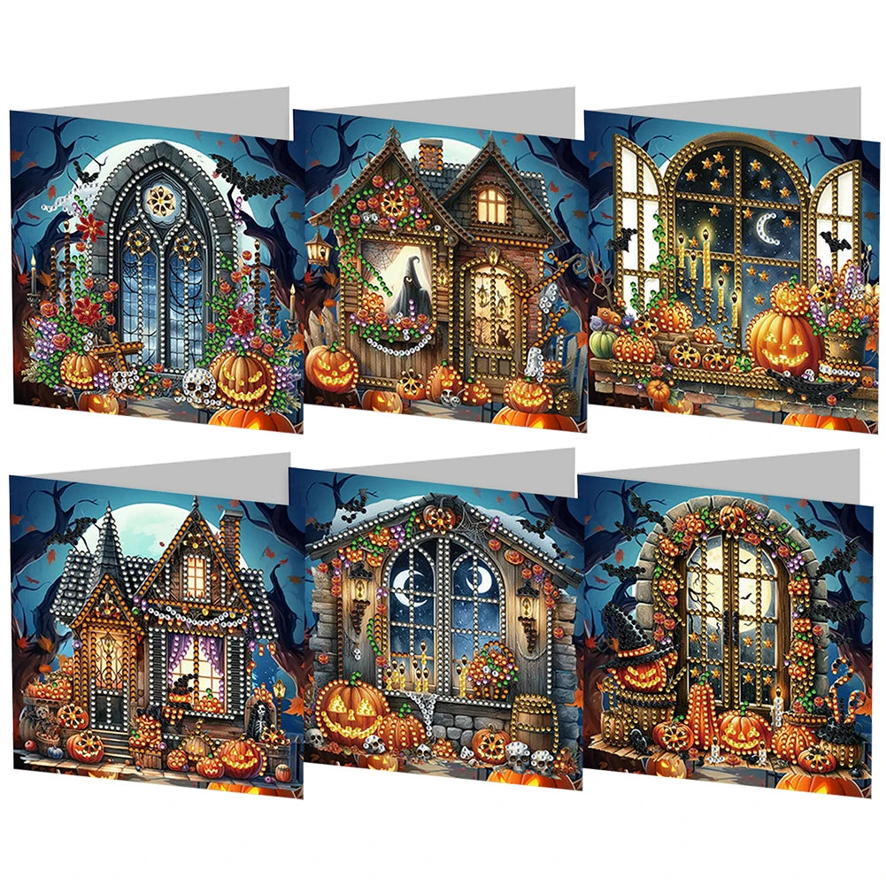 Halloween Cards Diamond Painting Greeting Card DIY Embroidery Zpaxo 6PCS HK028