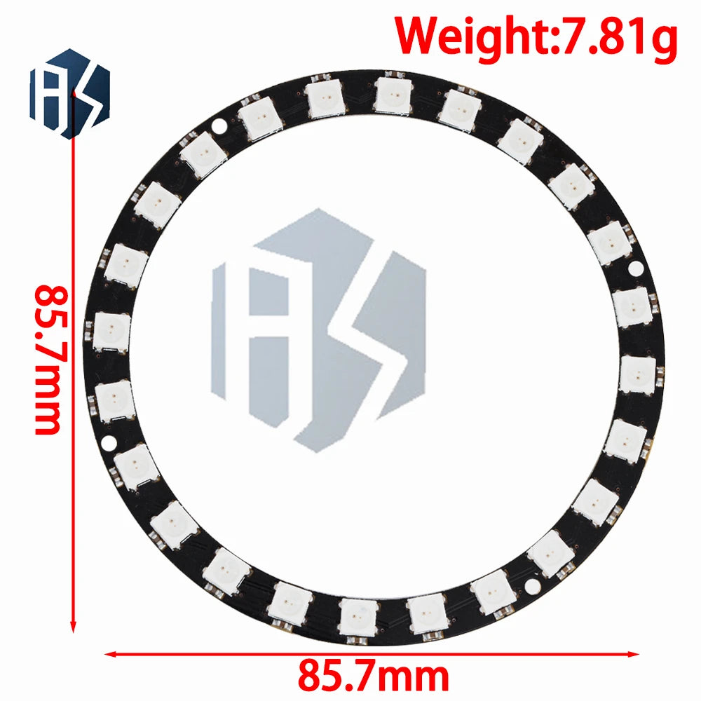 WS2812B 24-Bit Addressable RGB LED Ring 5050 High-brightness Zpaxo