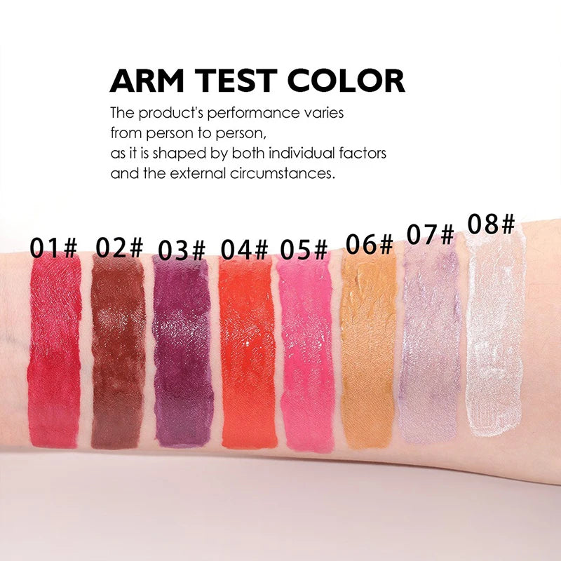 8 Color Glitter Lip Glaze Water Light Mirror Pearlescent Lip Gloss Moisturizing Shimmer Liquid Lipstick Long Lasting Lip Makeup Zpaxo
