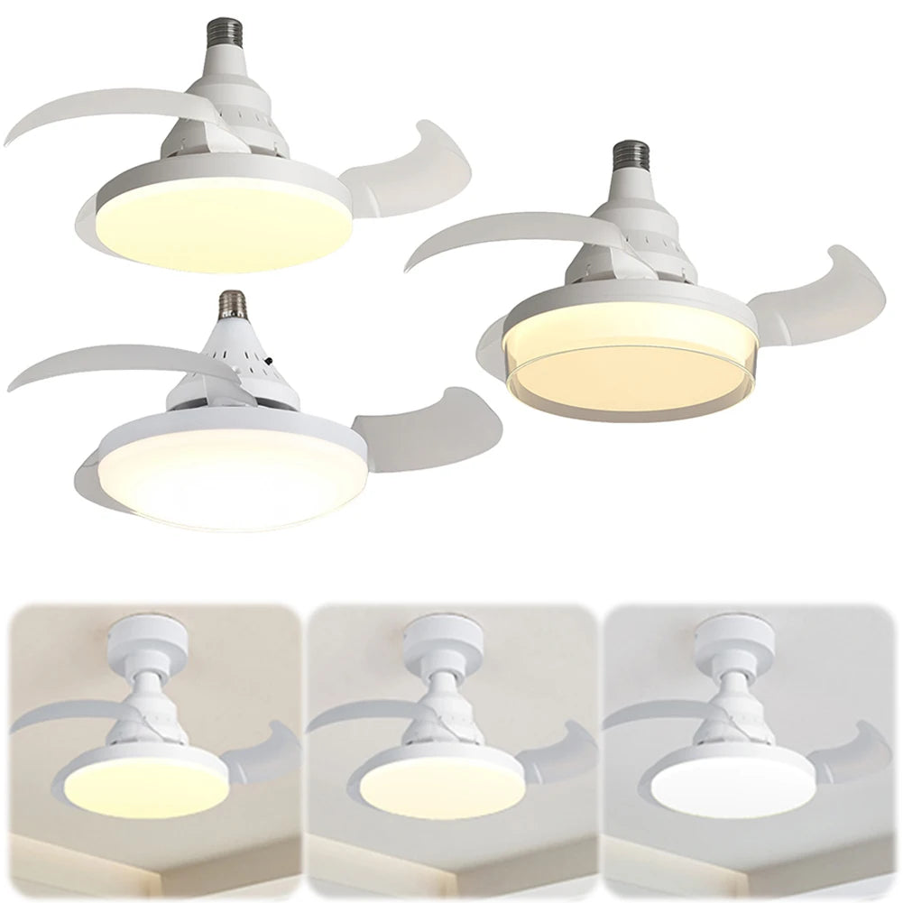 Portable Hanging Fan LED Light Remote Control Cordless 3 Gears Zpaxo