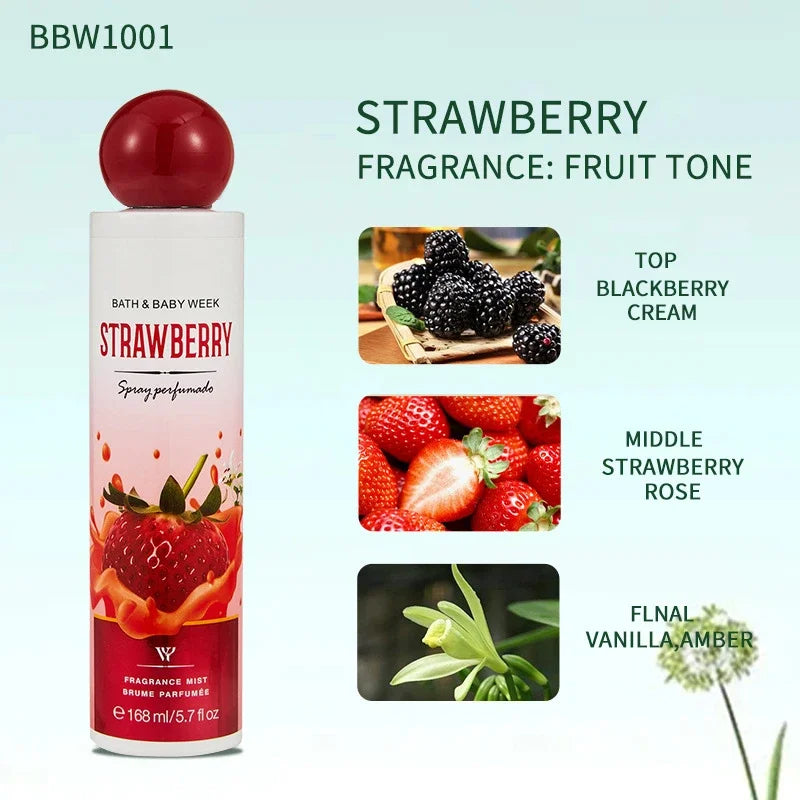 Sublime Gourmet Fragrance Mist, Unisex Fresh Berry Sweet Cookie Chocolate Cream Scent Body Spray 168ml Alluring Aroma Splash Zpaxo Strawberry 168ml