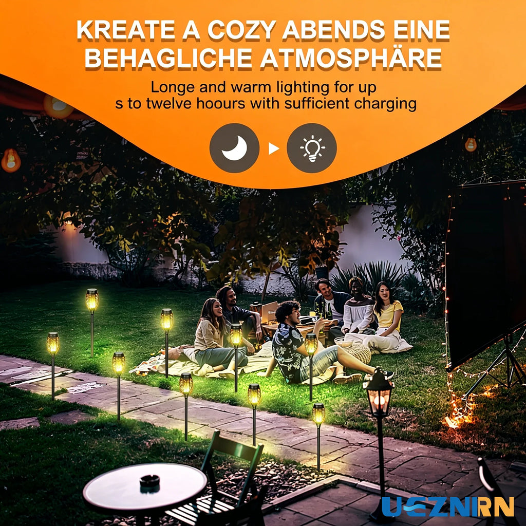 UEZNIRN 6PCS Solar Flame Torch Lights Waterproof Outdoor LED Flickering Flame Lamp Decorative Solar Garden Stake Light for Patio Zpaxo