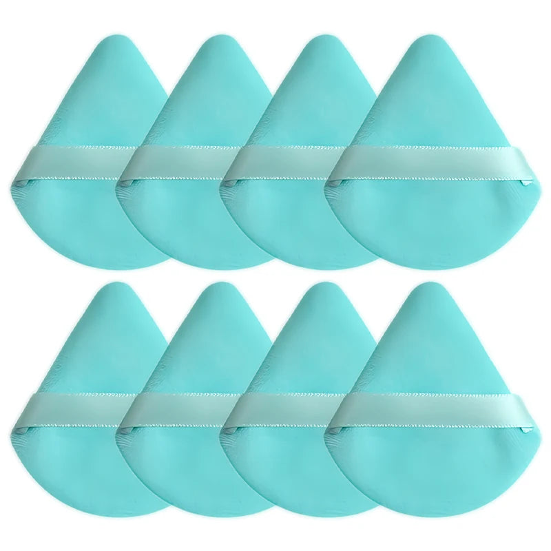 8Pcs Triangle Velvet Cosmetic Puff Make Up Sponges Wet Dry Use for Face Eye Contouring Shadow Cosmetic Foundation Makeup Tool Zpaxo 8PCS Green
