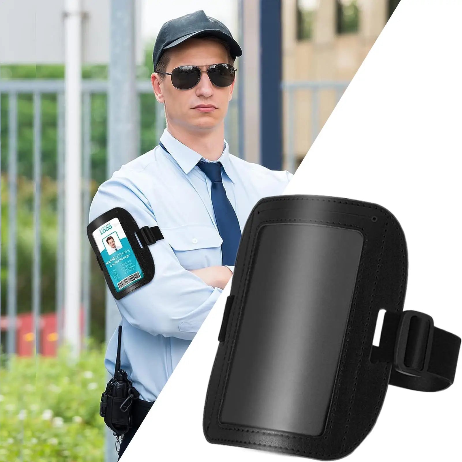 PU Leather Arm ID Document Badge Holder Adjustable Waterproof Name