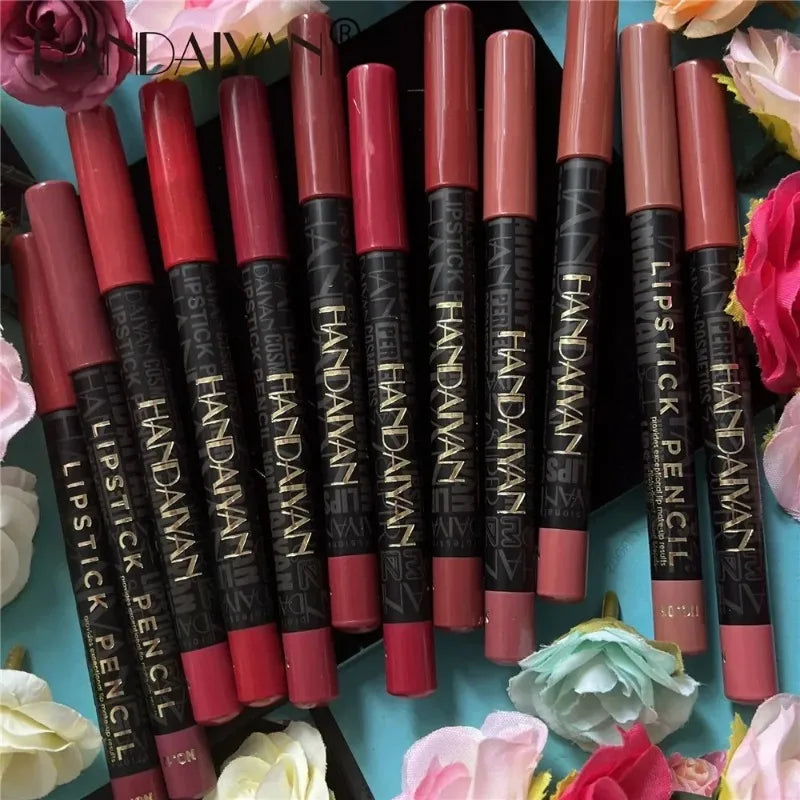 12 Colors Waterproof Lip Liner Nude Matte Brown Lipstick Pencil