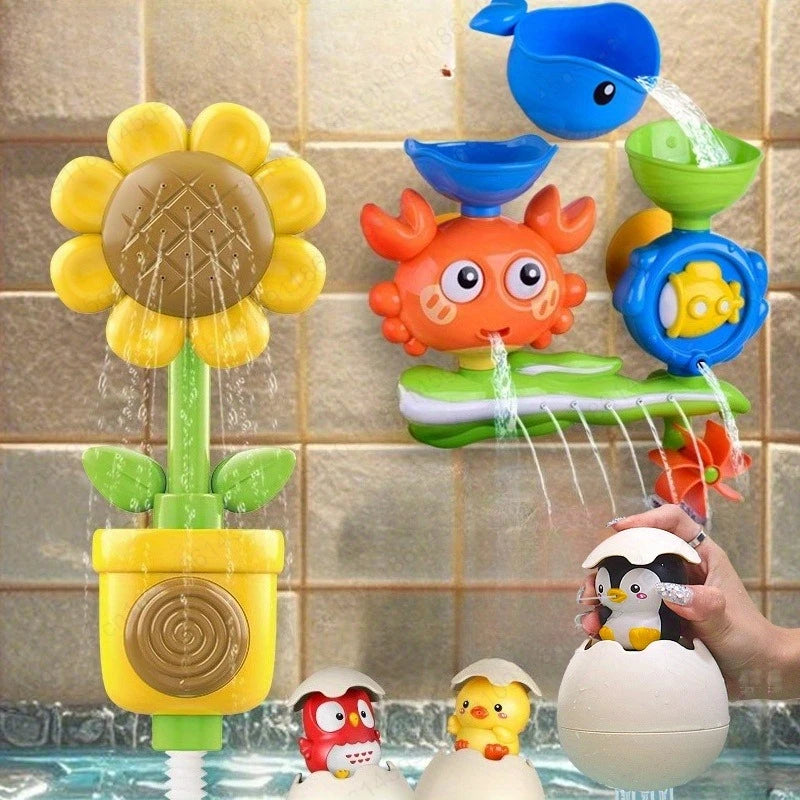Baby Bathtub Water Play Set Rotating Sprinkler Kids Bath Toys Games for Bath Toddler Bathroom Suction Cup Shower Toys for Infant Zpaxo
