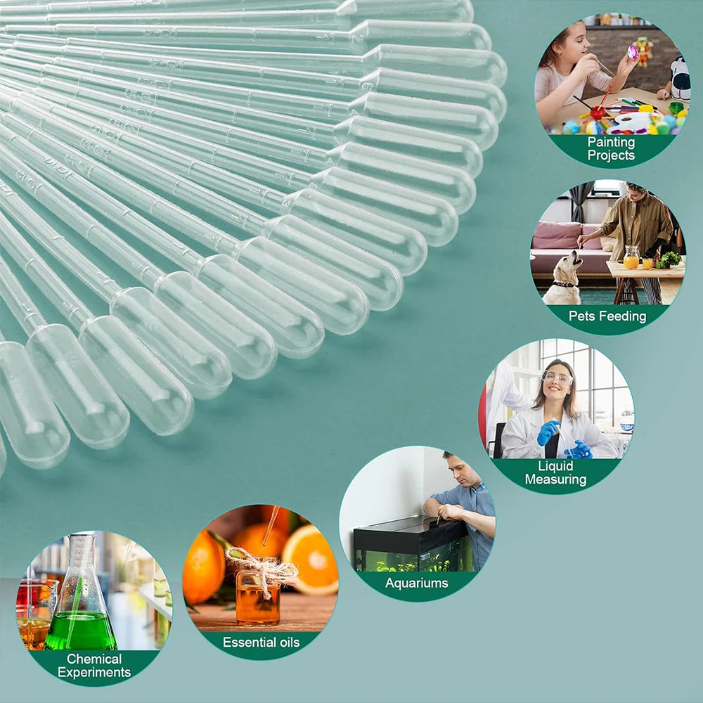 10/100Pcs Plastic Pipettes 3ml Transparent Transfer Pipette Droppers Epoxy Resin Casting Scientific Experiment Liquid Extraction Zpaxo