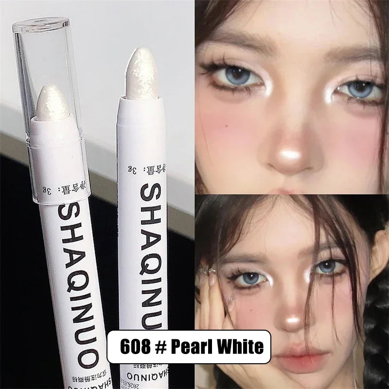Pearlescent Matte White Eyeshadow Eyeliner Pencil Waterproof Glitter