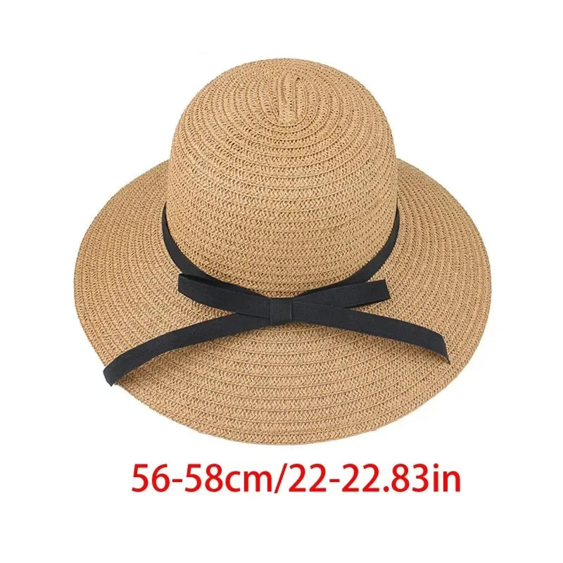 Summer Straw Hat Big Wide Brim Foldable Beach Sun Floppy Block UV