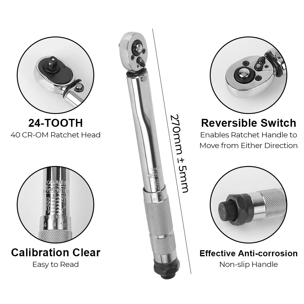 Spanner Hand Tool 1 4'' Drive Adjustable Torque Wrench Professional