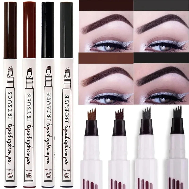 1- 4-Fork Head Eyebrow Marker Pencil Waterproof Microblading Thin
