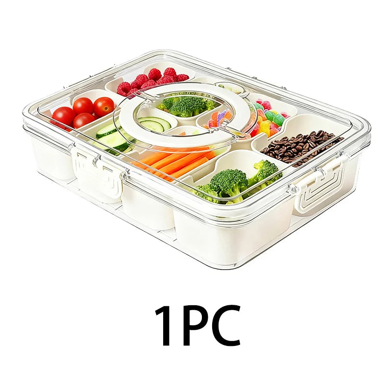 8-Grid Divided Snack Bowl Lid Food-grade PP Material Dishwasher