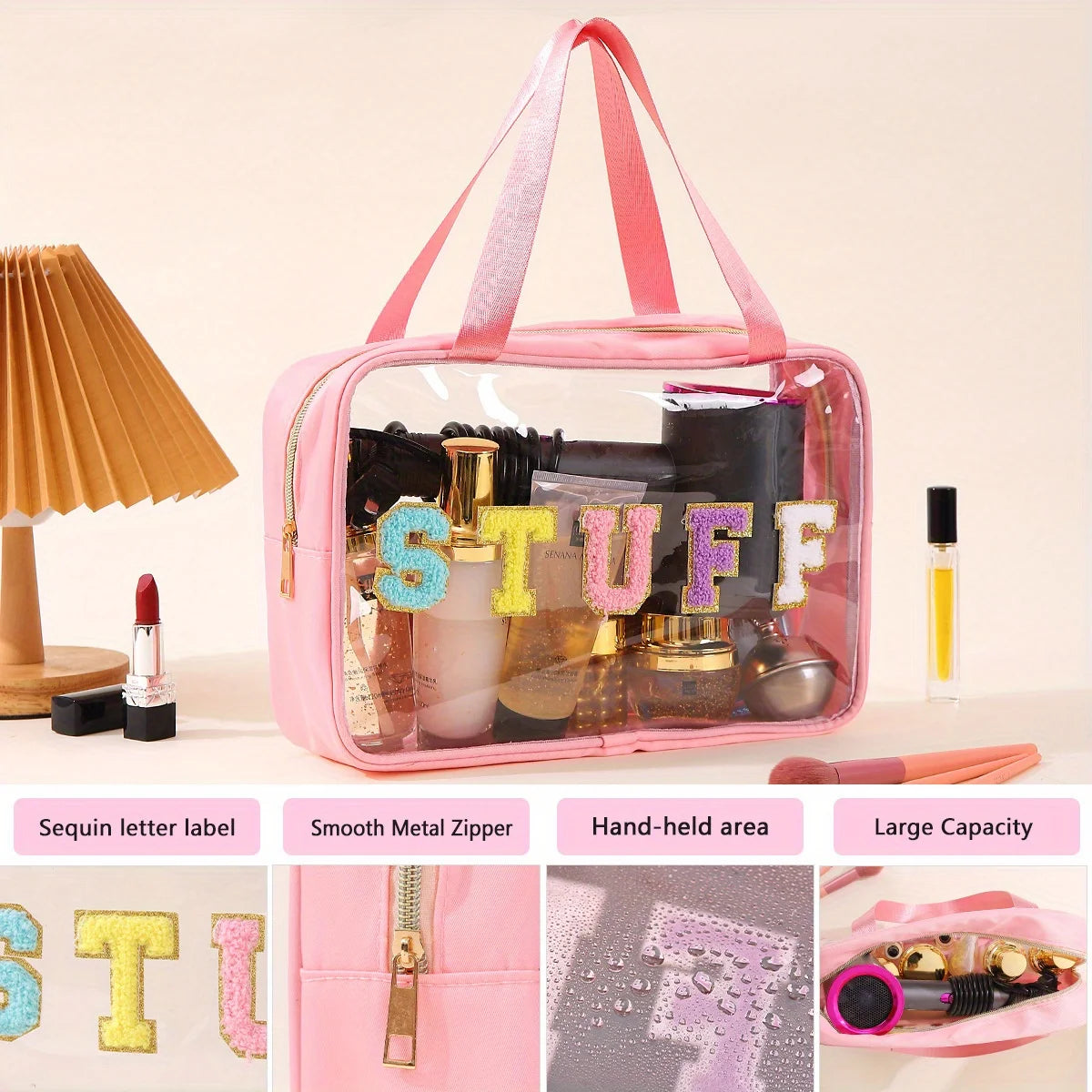 Pu Frosted Clear Makeup Box Waterproof Travel Toiletry Bag Large