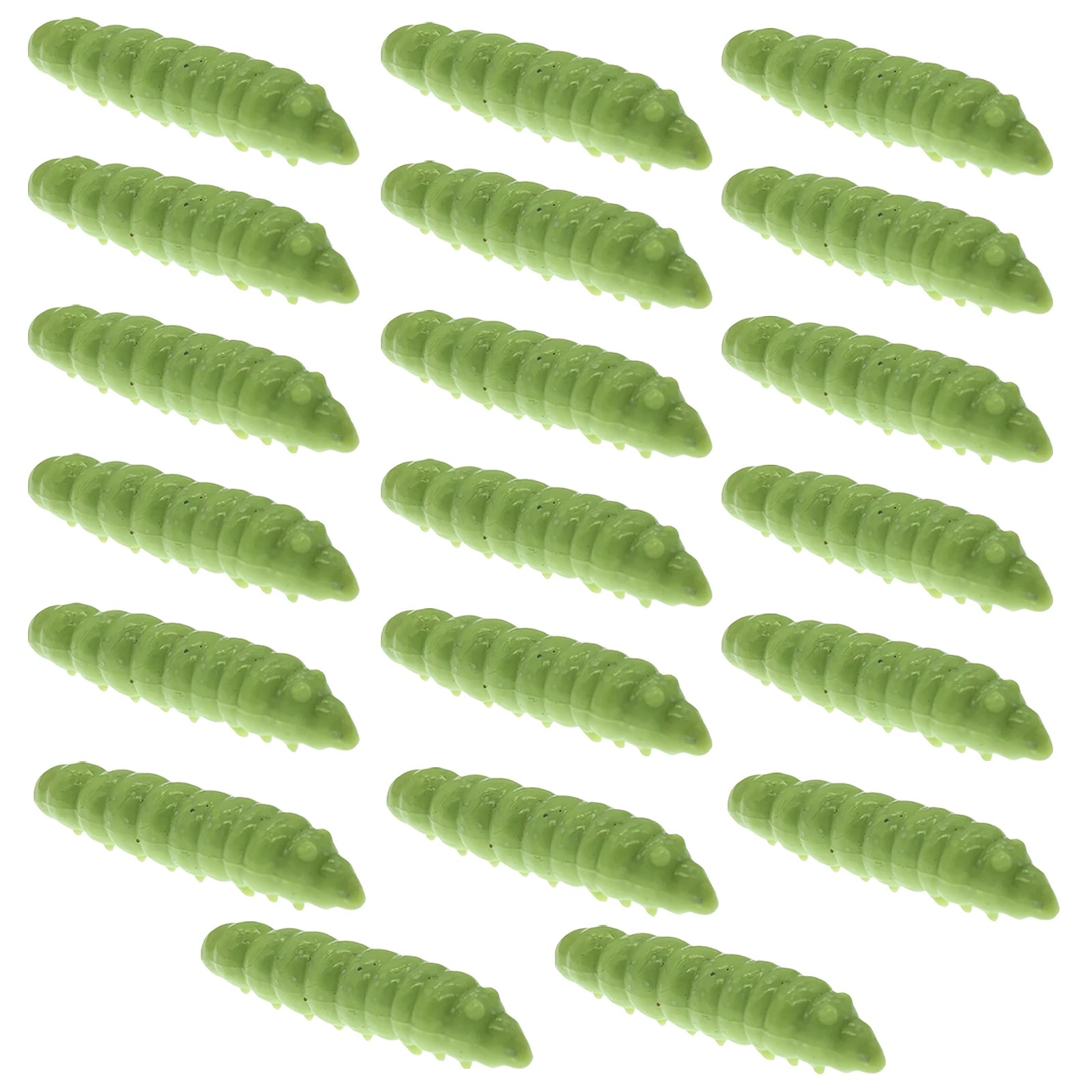 Box Luminous Simulation Grub Soft Baits Floating TPE Insect Lure Zpaxo 20PCS Green