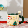 Christmas Themed Mugs Magnetic Attachment Lid Spoon Cute Ceramic Cup