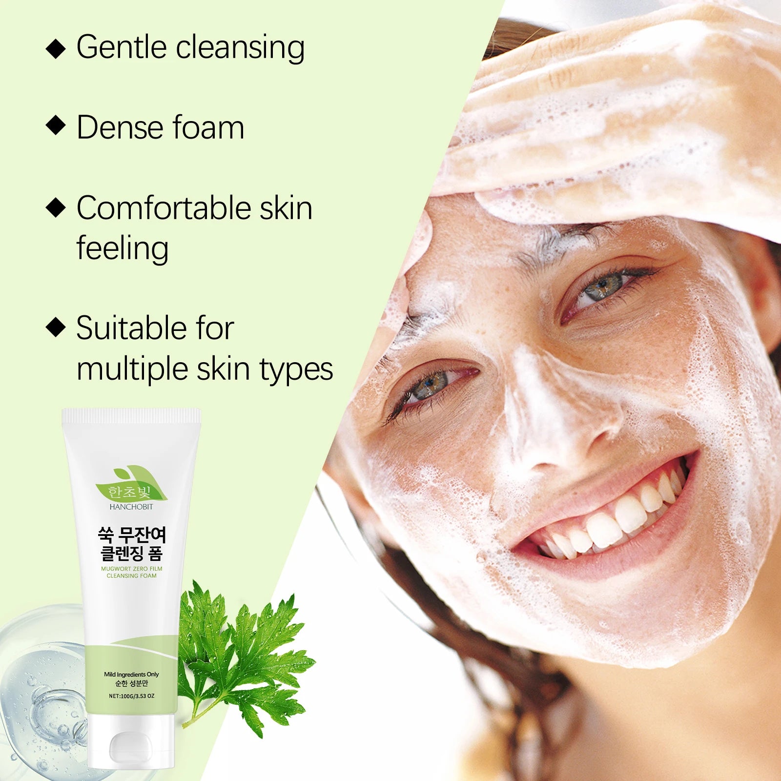 Mugwort Facial Cleanser – Gentle Deep Cleansing Lotion 100g Facial Cleanser Zpaxo