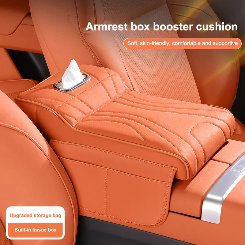 Car Armrest Cushion with Tissue Box – Console Extension Pad