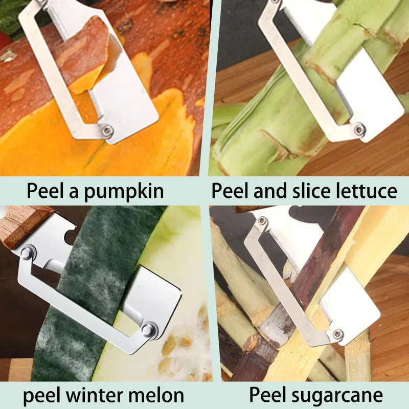 Knife Kitchen New Paring Knife Ergonomic Stainless Steel Vegetable Peeler with Wooden Handle 2-in-1 Fruit Potato Peeler Zpaxo