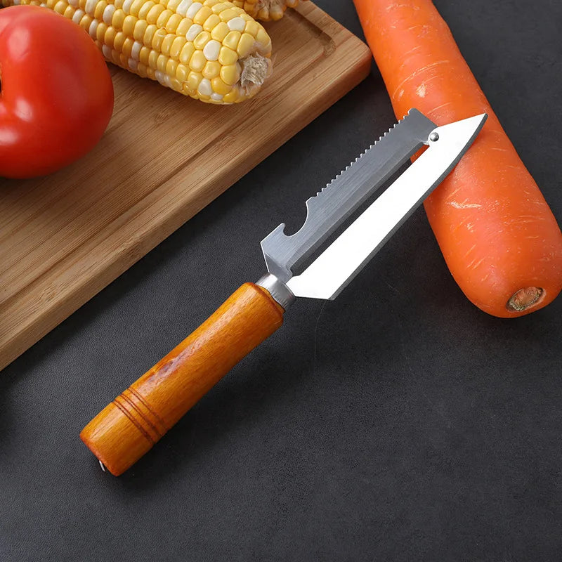 Multifunctional Peeler 2-in-1 Kitchen Tool Peeling Cutting Slicing Zpaxo brown-1pc