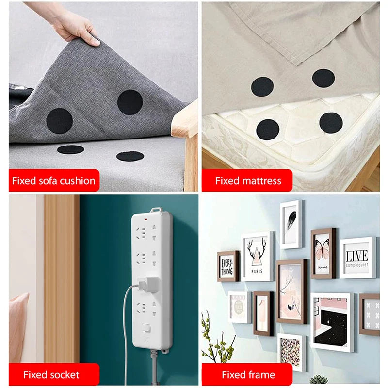 6cm Round Black Self Adhesive Hook and Loop Dots Waterproof Sticky Glue Coins Tape Loop Fastener For Home Classroom Office Zpaxo