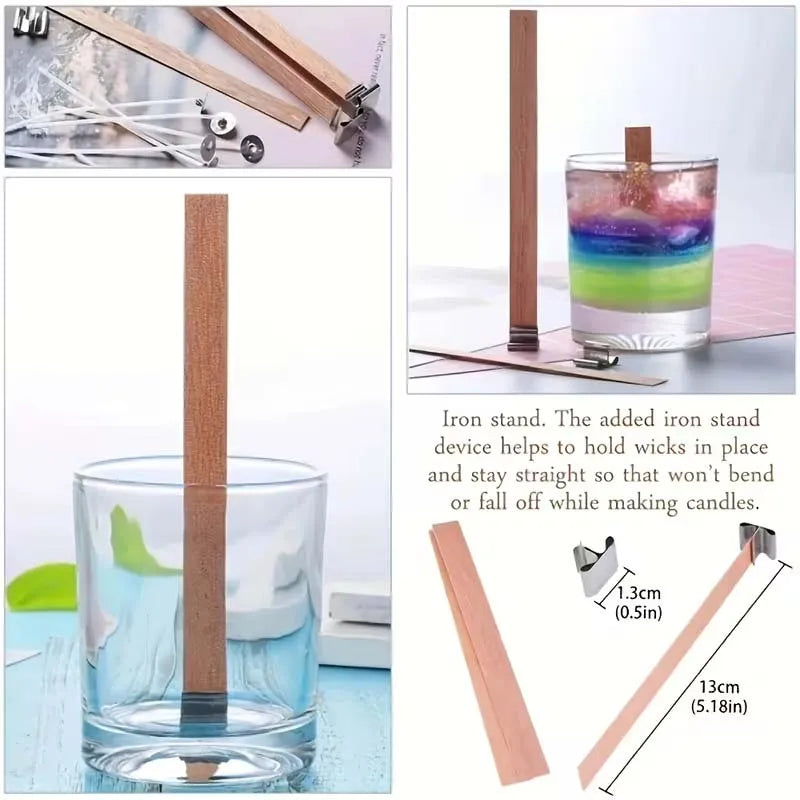 20-Pack Wooden Candle Wicks with Metal Base – DIY Candle Making Candle Making Wicks Zpaxo