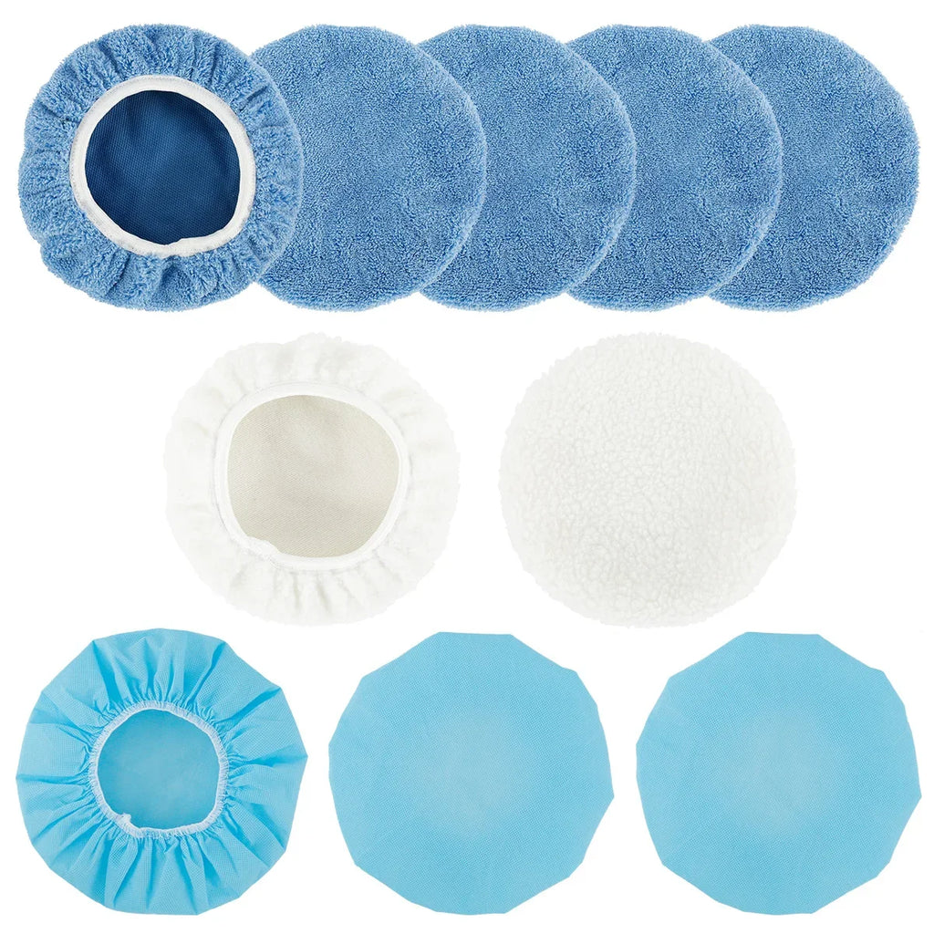 10PCS Polishing Pads Elastic Adjustable Anti-slip Polishing Bonnet Car Wax Cover Kit Buffer Buffing Pad Detail Clean Accessories Zpaxo 6 inches