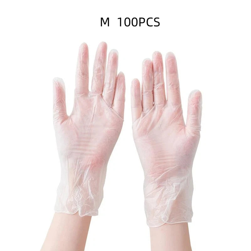 100 Disposable PVC Gloves Transparent Thickened Plastic Household Zpaxo M