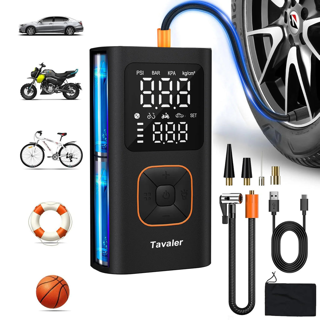 Tavaler Car Tire Inflator Portable 150PSI Wireless Air Injector Motorcycle Bike Electric Air Pump Ball AUTO Car Air Compressor Zpaxo