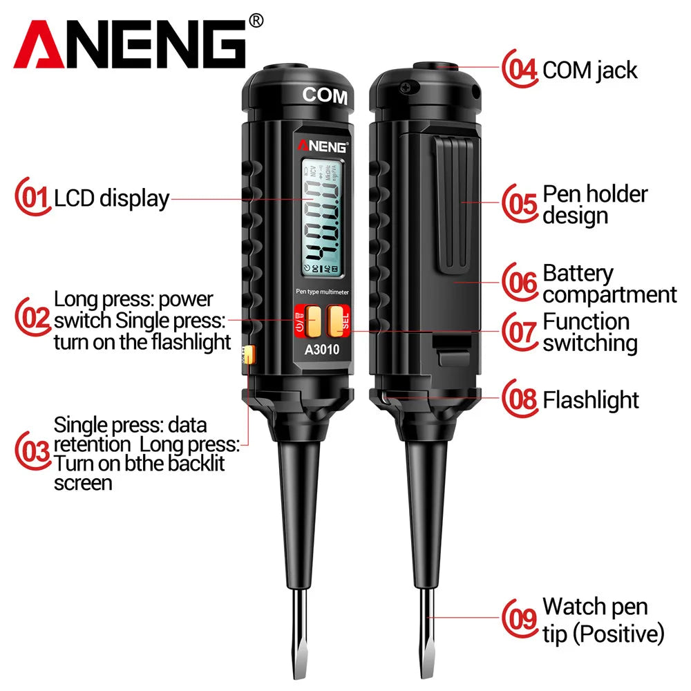 ANENG A3010 Pen-type Multimeter Meter Auto Range Tester LCD