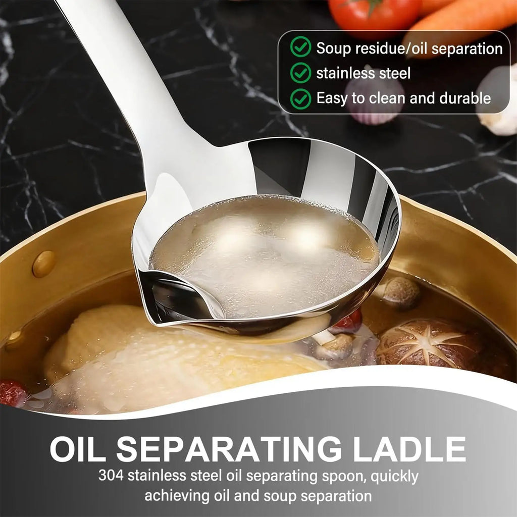 Fat Skimmer Spoon Stainless Steel Gravy Separator Ladle Long Handle