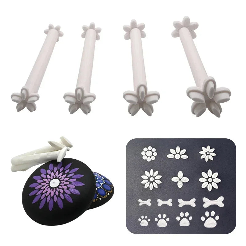 Flower Floral Dotting Tools Set Dot Painting Pen Embossing Tool Art Stamp Pen DIY Graffiti Flowers Butterflies Moon Pattern Zpaxo