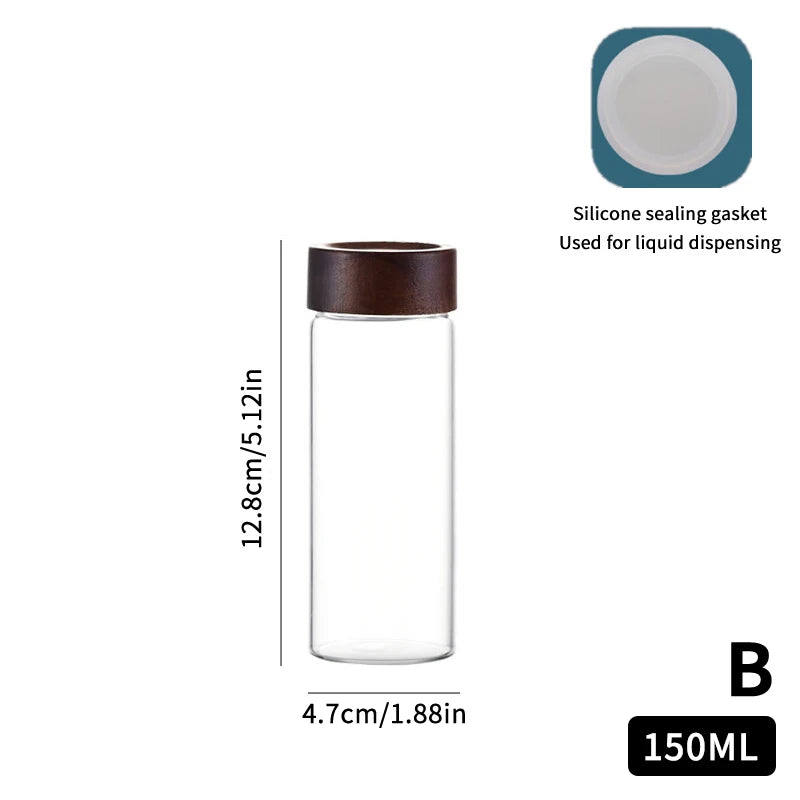 CMMini Wood Lid Coffee Beans Storage Container Tube Kitchen Sealed Zpaxo 150ML B