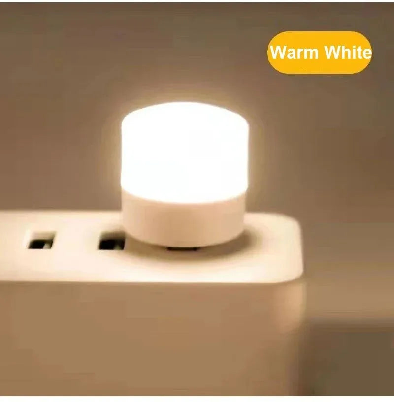 Mini USB LED Night Light – Portable Plug Lamp Warm & White