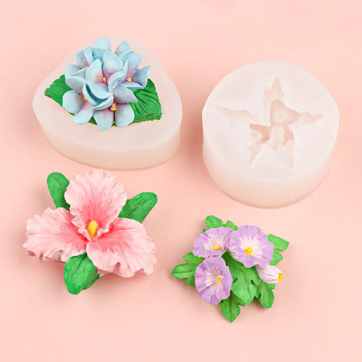 Flower Silicone Mold Lily Sunflower Hibiscus Hydrangea Cake Decoration Fondnat Chocolate Cupcake Topper Candle Soap Polymer Mold Zpaxo