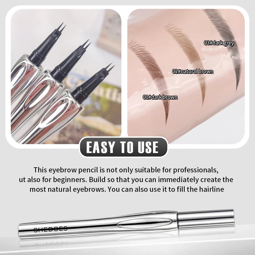 Fine Pointed Eyebrow Pencil Smooth Easy Control Durable Waterproof Zpaxo