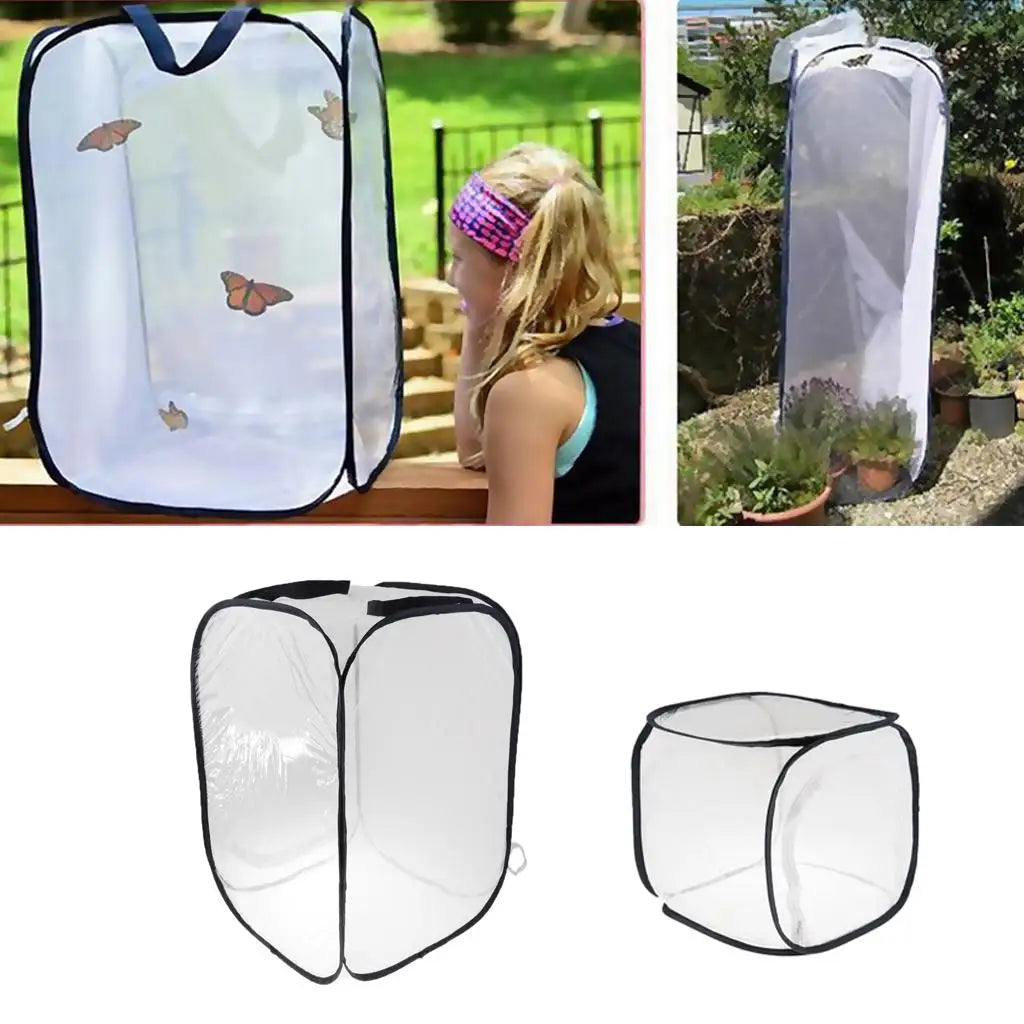 Foldable Collapsible Butterfly Habitat Cage Clear PVC Film Terrarium Zpaxo 30x30x30cm