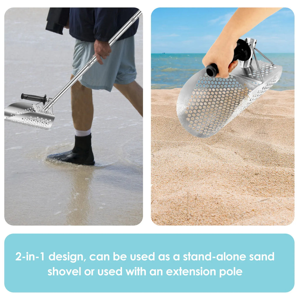 Heavy Duty Metal Detecting Shovel 304 Stainless Steel with Removable 140cm Length Handle Rustproof for Beach Treasure Hunting Zpaxo