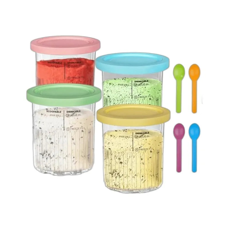 Hot Containers Replacement for Ninja NC500 NC501 Creami Deluxe Pints Lids Creamy Ice Cream Containers Cups Set Family Size Zpaxo