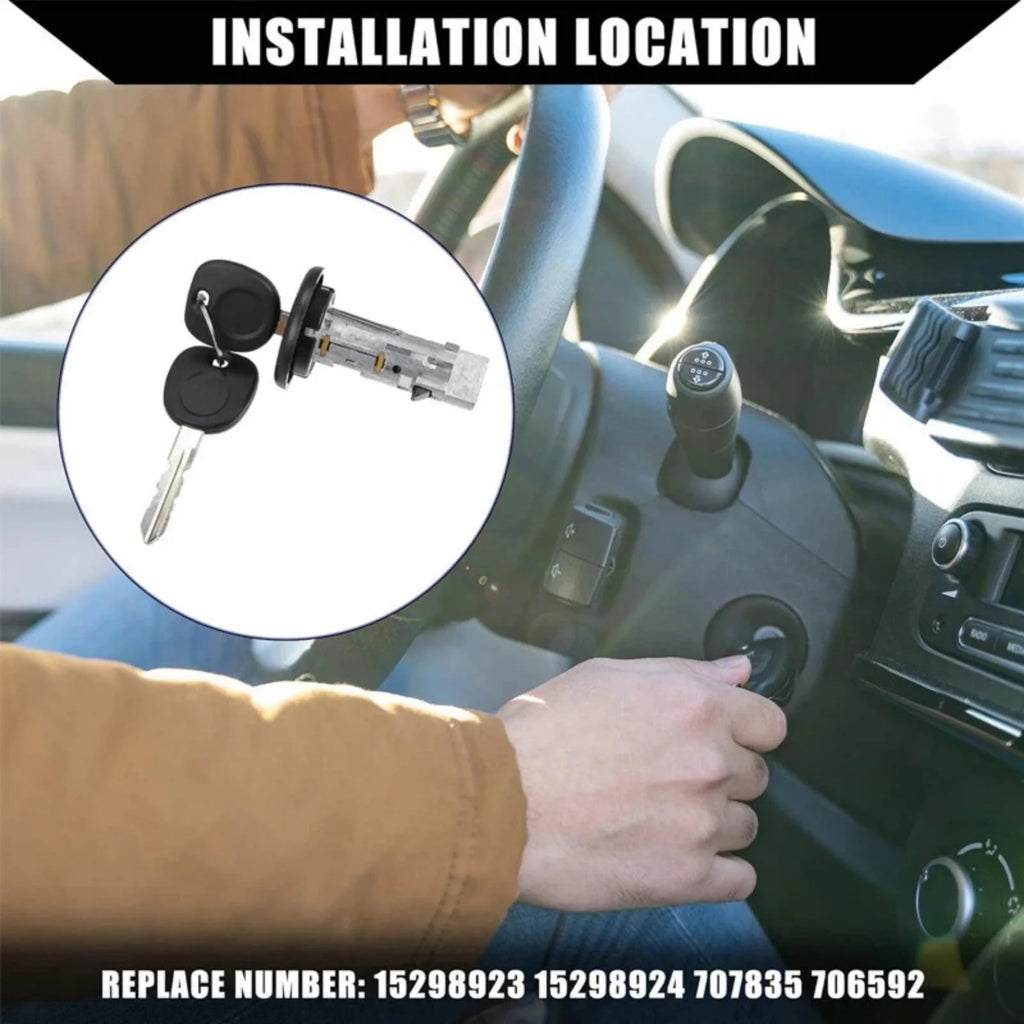 Vehicle Ignition Key Switch Cylinder 2 Keys Door Locks Replacement