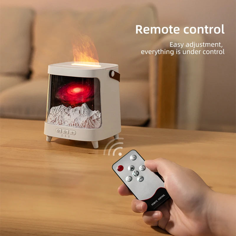 New Flame Aromatherapy Diffuser with Colourful Aurora Effect 200ml Remote Quite Fine Mist Air Humidifier for Table Decor Gifts Zpaxo