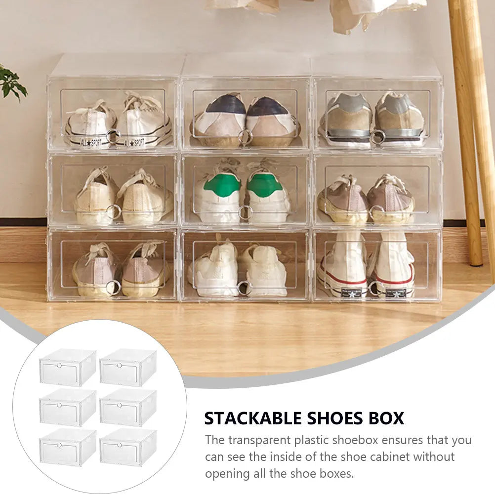 Transparent Shoes Box Plastic Storage Container Sturdy Stackable