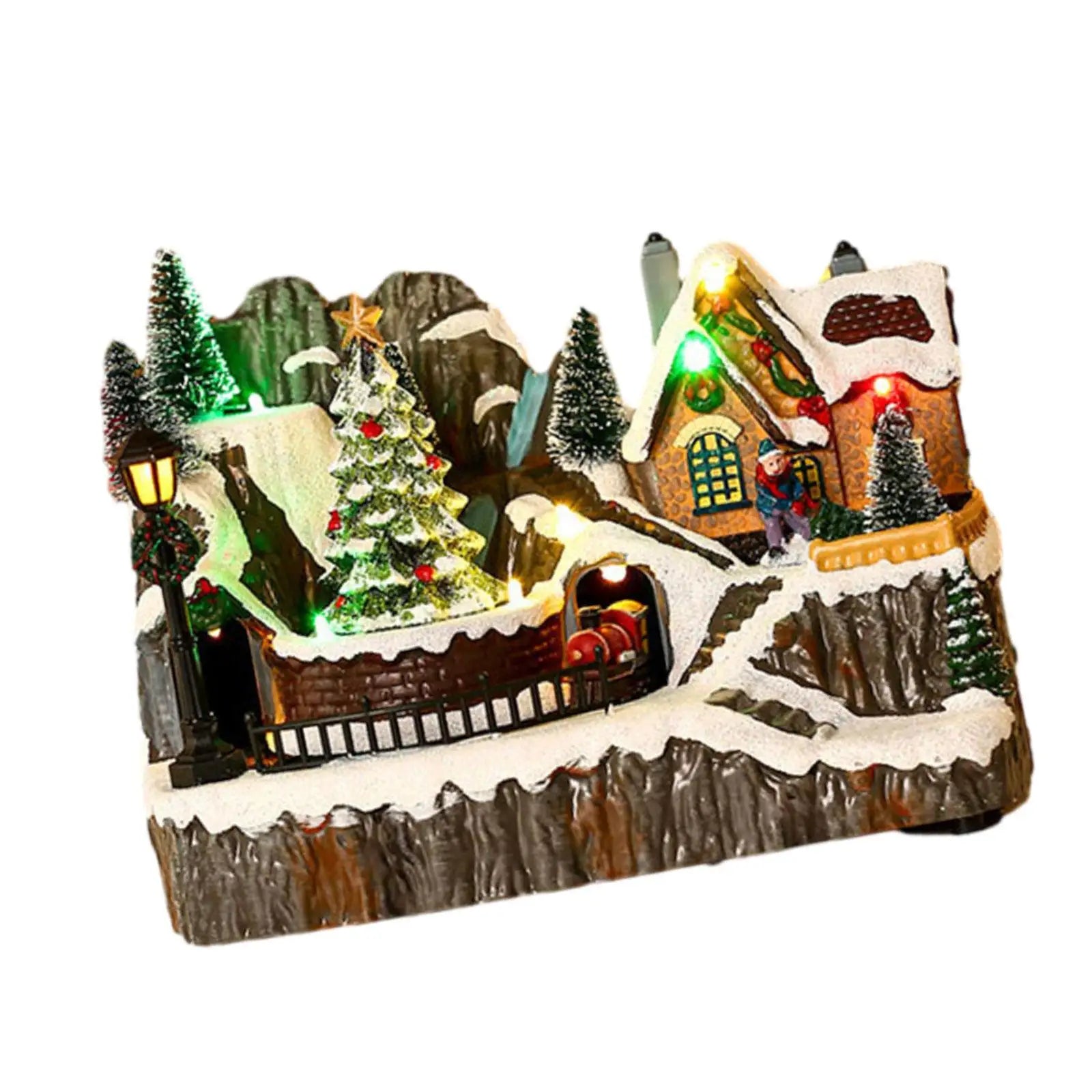 Christmas LED Luminous House Figurine – Village Ornament Decor Christmas LED Ornament Zpaxo tree