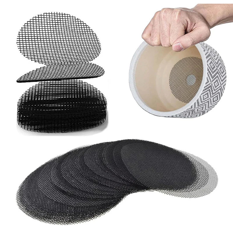 50pcs For Pot Bottom Prevent Soil Loss Bonsai Flower Plant Gardening Tools Pot Hole Mesh Pad Grid Round Drainage Hole Screen Zpaxo