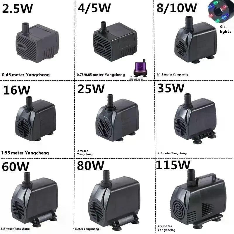 ABS Ultra-quiet Submersible Water Fountain Pump Filter Fish Pond Zpaxo