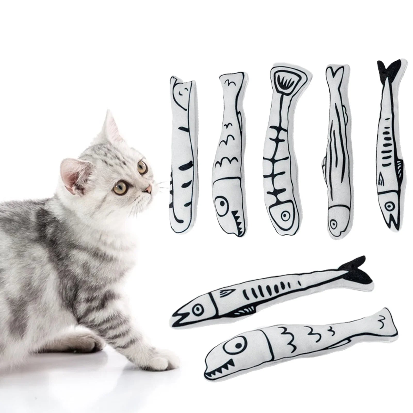 Interactive Fish Cat Toy Soft Catnip Chew Stick Rattle Bite Resistant