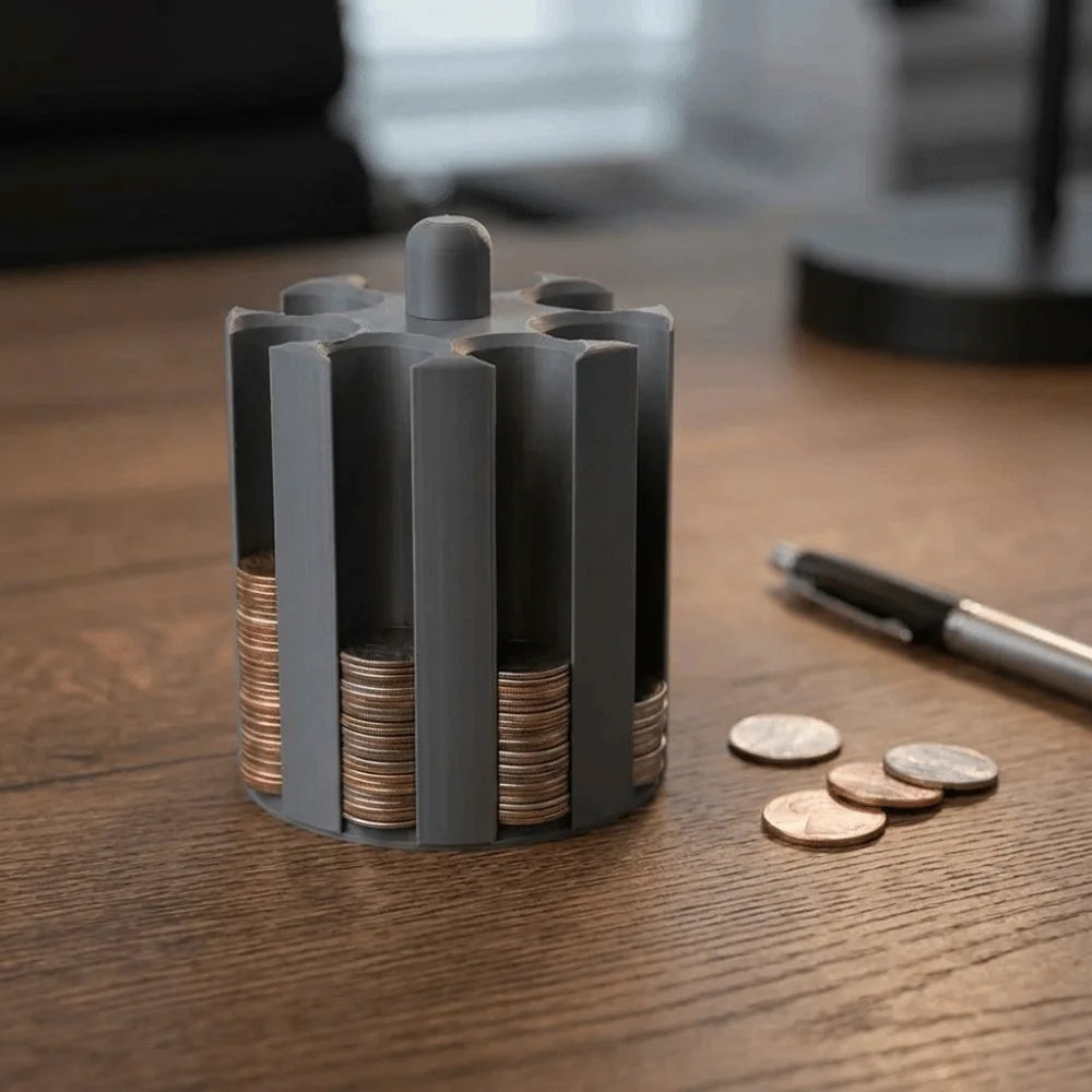 7 Slots Cylindrical Coin Holder 3D Printed Space Saving Car Organizer Zpaxo