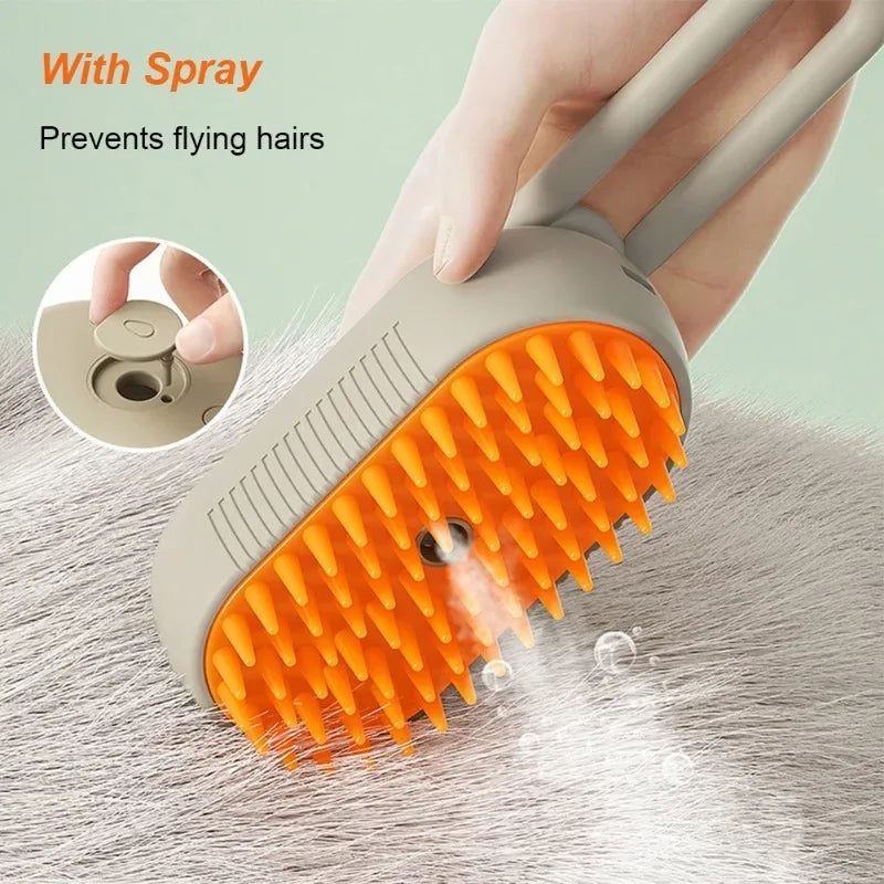 3 in 1 Pet Electric Steam Brush Cat and Dog Cleaning Spray Massage Grooming Comb Retractable Handle Pet Hair Removal BeautyBrush Zpaxo