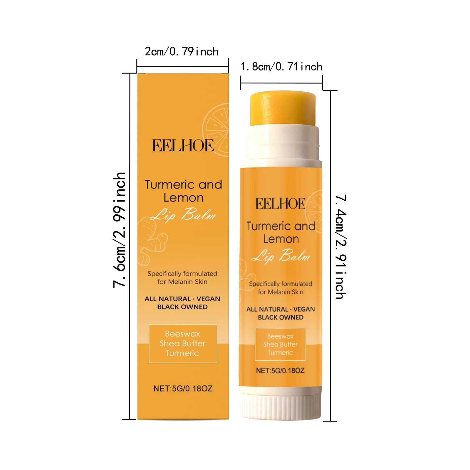 Eelhoe Turmeric Lemon Lip Balm – Brightening & Moisturizing Lip Balm Zpaxo 5g Boxed