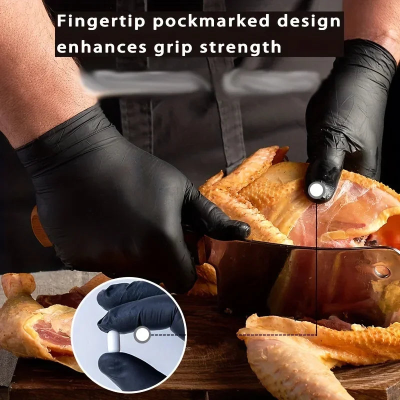 10/30/50/100PCS Disposable Gloves Black Nitrile Gloves for Work Latex Free Home Cleaning Glove Textured Mechanic Tattoo Hair Dye Zpaxo