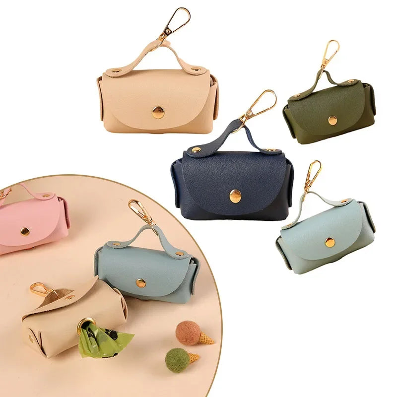 Stylish Pet Bag Holder Faux Leather Pet Poop Bag Holder with Dispenser for Dog Bags Portable Dog Poop Bag Organizer Supplies Pet Zpaxo